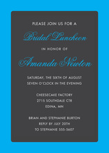 Bright Blue Border Modern Charcoal Square Invitations