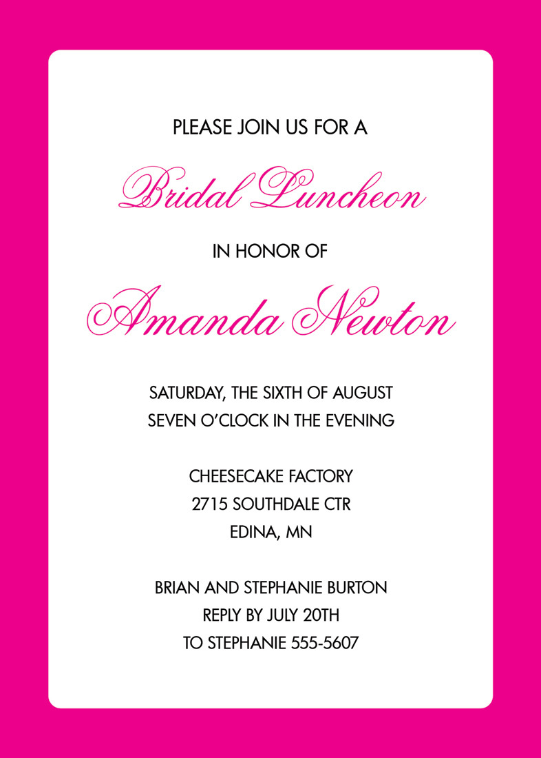 Pink Border White Invitations
