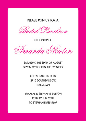 Pink Border White Invitations