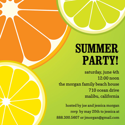 Fresh Oranges Summer Party Invitation