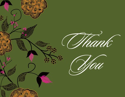 Vintage Floral Brown Thank You Cards