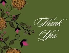 Vintage Floral Green Thank You Cards