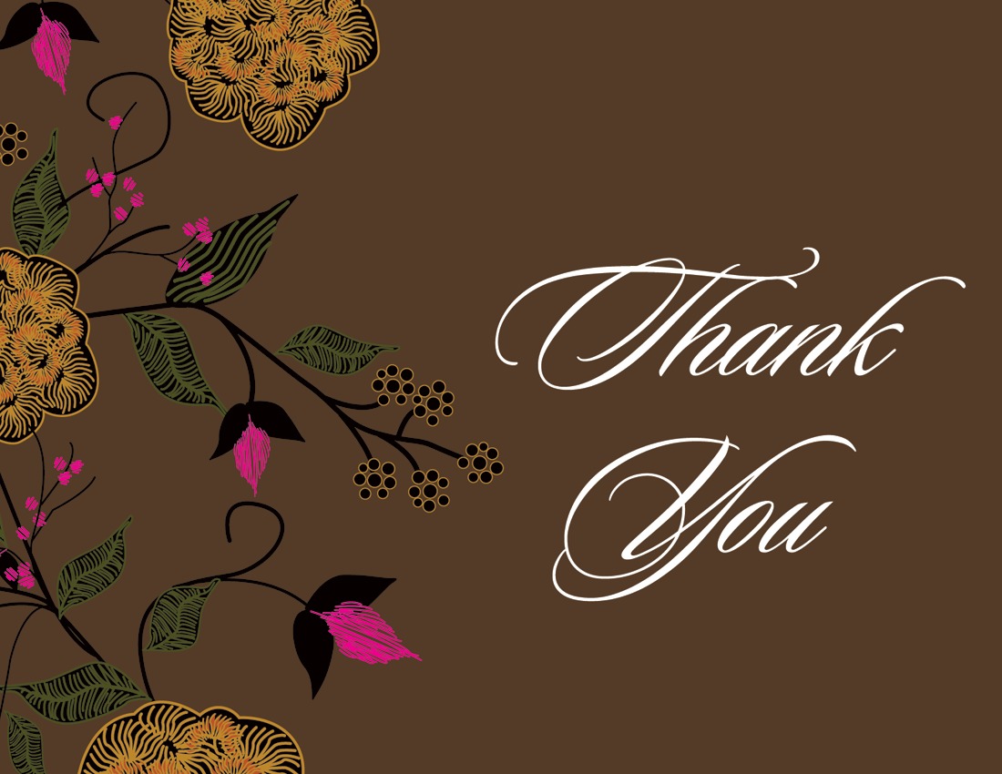 Vintage Floral Brown Thank You Cards