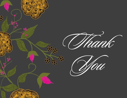 Vintage Floral In Deep Purple Thank You Cards