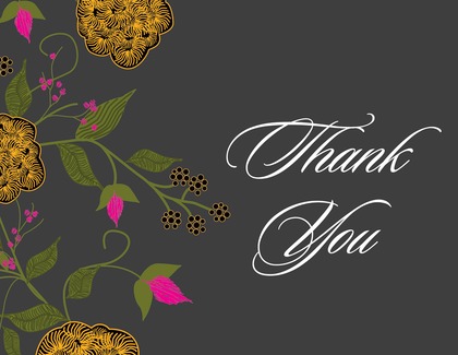 Vintage Floral Brown Thank You Cards