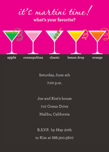 Trendy Five Cocktails Pink Charcoal Party Invitations