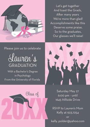 Three Square Graduation Olive Invitations