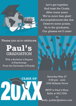 Three Square Graduation Blue Invitations