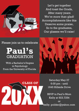 Three Square Graduation Red Invitations