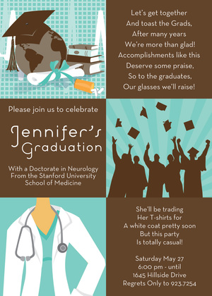 Squares Medical Graduation Green Invitations