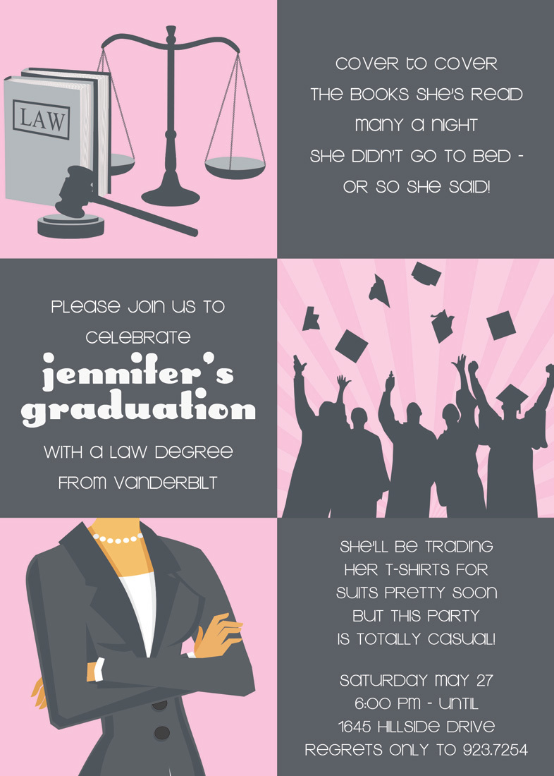 Squares Law Graduation Pink Invitations