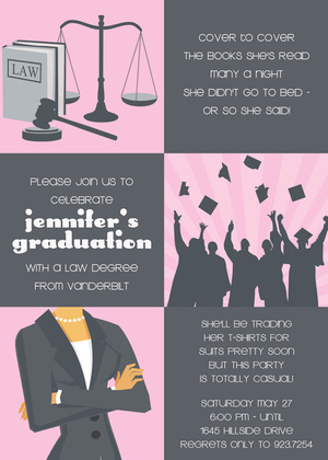 Squares Law Graduation Aqua Invitations