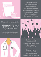 Squares Dental Graduation Pink Invitations