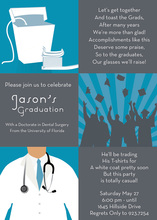 Squares Dental Graduation Blue Invitations
