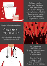 Squares Dental Graduation Red Invitations