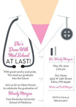 White Coat Male Doctor Invitations