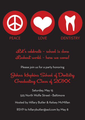 Iconic Peace Love Dentistry Pink Invitations