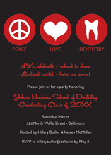 Iconic Peace Love Dentistry Black Invitations
