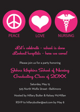 Iconic Peace Love Dentistry Hot Pink Invitations
