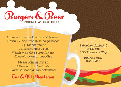 Burgers Beers Special Red Hot Invitations