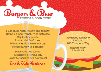 Delicious Burgers Beers Chocolate Invitations