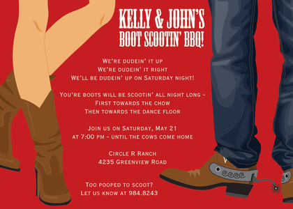 Couple Boots Wood Background Invitations