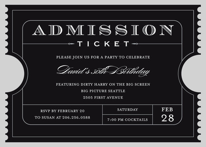 Teal Admission Stamp Ticket Invitation