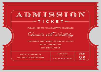 Yellow-Gold Admission Ticket Invitations