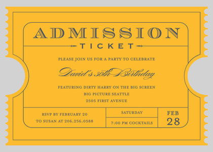 Unique Black Admission Ticket Invitation