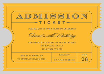 Red Admission Ticket Party Invitation