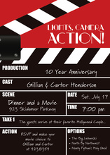 Movie Clapper Lights Camera Action Invitation