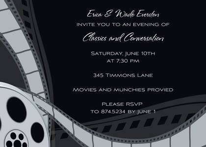 Stylish Film Reel Green Invitation