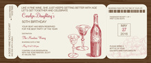 Three Brown Wine Bottle Invitations