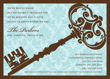 Traditional Damask Key Blue Invitations