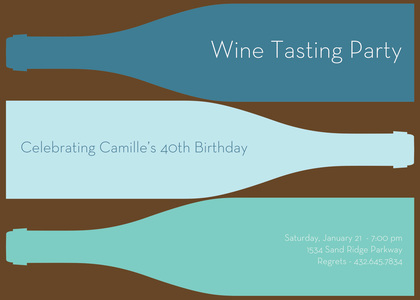 Three Brown Wine Bottle Invitations