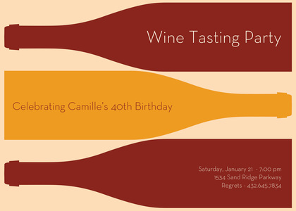 Three Brown Wine Bottle Invitations