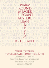 Wine Words Wording Pink Invitations