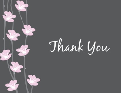 Breeze Leaves Pink Thank You Cards