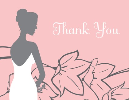 Bride on Flowers Purple Thank You Cards