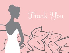 Bride on Flowers Pink Thank You Cards