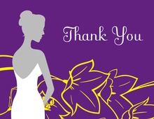 Bride on Flowers Purple Thank You Cards