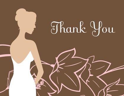 Bride on Flowers Purple Thank You Cards
