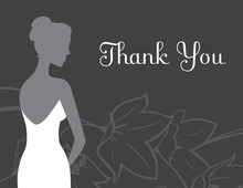 Bride on Flowers Charcoal Thank You Cards