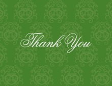 Trendy Green Damask Border Thank You Cards