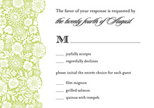 Black Floral In Green Patterned RSVP Cards