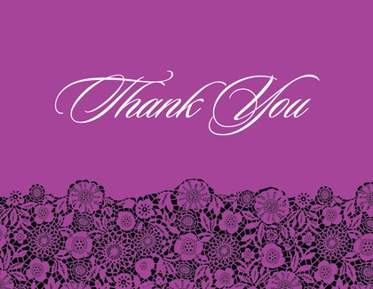 Black Floral Patterned In Pink Thank You Cards