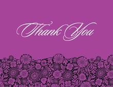 Black Floral In Purple Patterned Thank You Cards