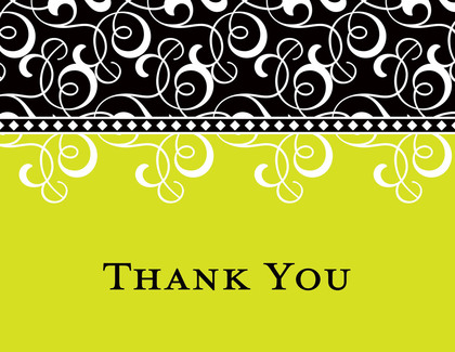 Black Grey Flourish Thank You Cards