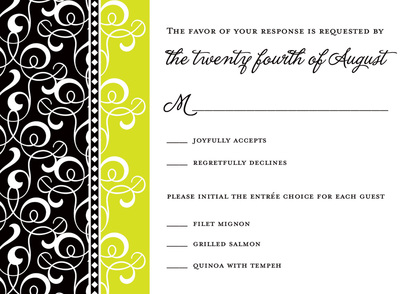 Lime Green Patterned Flourish Wedding Invitations