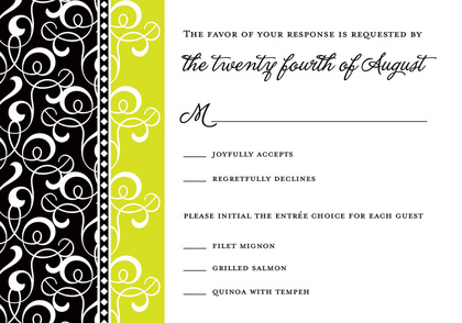 Black Lavender Flourish RSVP Cards